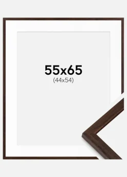 Ramme Edsbyn Valnød 55x65 cm - Passepartout Hvid 45x55 cm