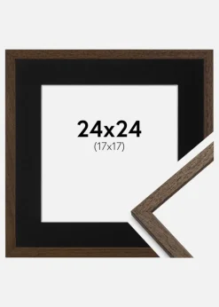 Ramme Edsbyn Valnød 24x24 cm - Passepartout Sort 18x18 cm