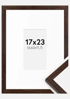 Ramme Edsbyn Valnød 17x23 cm - Passepartout Hvid 3x5 inches