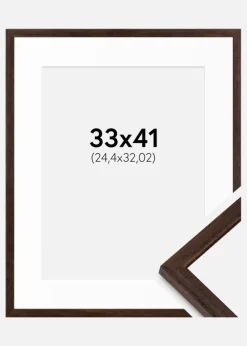Ramme Edsbyn Valnød 33x41 cm - Passepartout Hvid 10x13 inches