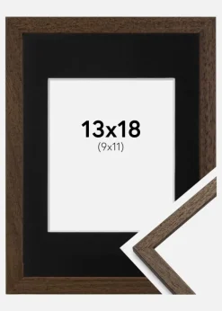 Ramme Edsbyn Valnød 13x18 cm - Passepartout Sort 10x12 cm