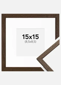 Ramme Edsbyn Valnød 15x15 cm - Passepartout Hvid 9x9 cm