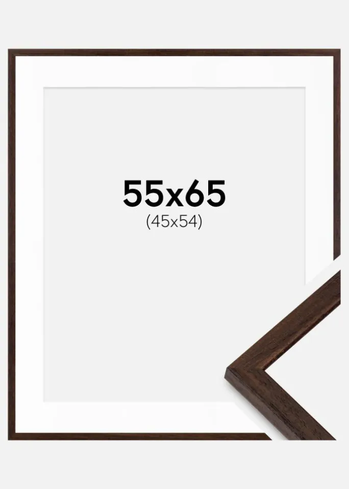 Ramme Edsbyn Valnød 55x65 cm - Passepartout Hvid 46x55 cm
