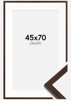 Ramme Edsbyn Valnød 45x70 cm - Passepartout Hvid 35x60 cm