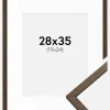 Ramme Edsbyn Valnød 28x35 cm - Passepartout Hvid 20x25 cm