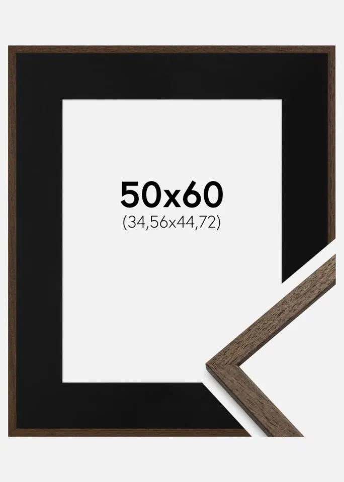 Ramme Edsbyn Valnød 50x60 cm - Passepartout Sort 14x18 inches