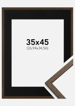 Ramme Edsbyn Valnød 35x45 cm - Passepartout Sort 11x14 inches