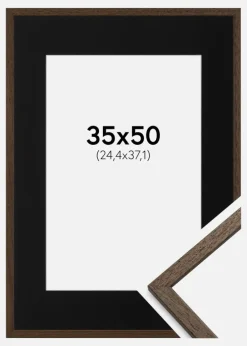 Ramme Edsbyn Valnød 35x50 cm - Passepartout Sort 10x15 inches