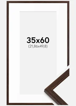 Ramme Edsbyn Valnød 35x60 cm - Passepartout Hvid 9x20 inches