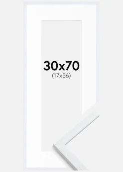 Ramme Edsbyn Warm White 30x70 cm - Passepartout Hvid 18x57 cm