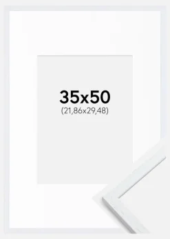 Ramme Edsbyn Warm White 35x50 cm - Passepartout Hvid 9x12 inches