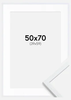 Ramme Edsbyn Warm White 50x70 cm - Passepartout Hvid 40x60 cm