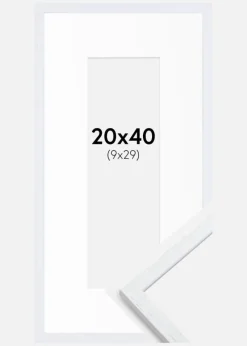 Ramme Edsbyn Warm White 20x40 cm - Passepartout Hvid 10x30 cm