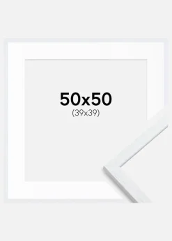 Ramme Edsbyn Warm White 50x50 cm - Passepartout Hvid 40x40 cm