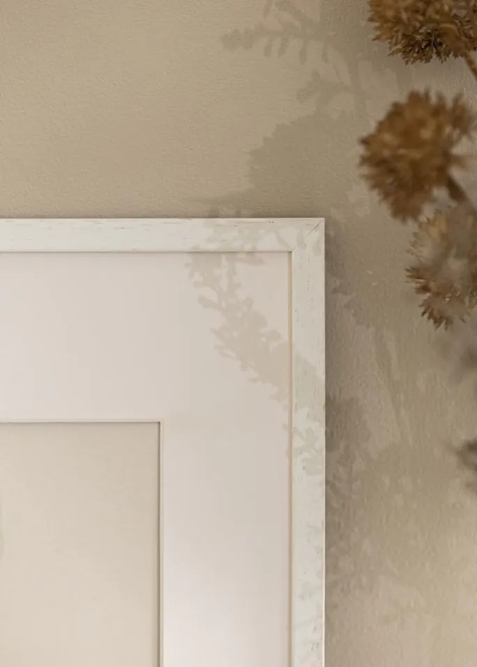 Ramme Edsbyn Warm White 24x30 cm - Passepartout Hvid 6x8 inches