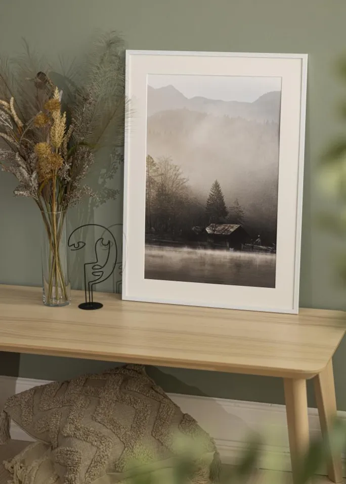 Ramme Edsbyn Warm White 24x30 cm - Passepartout Hvid 6x8 inches