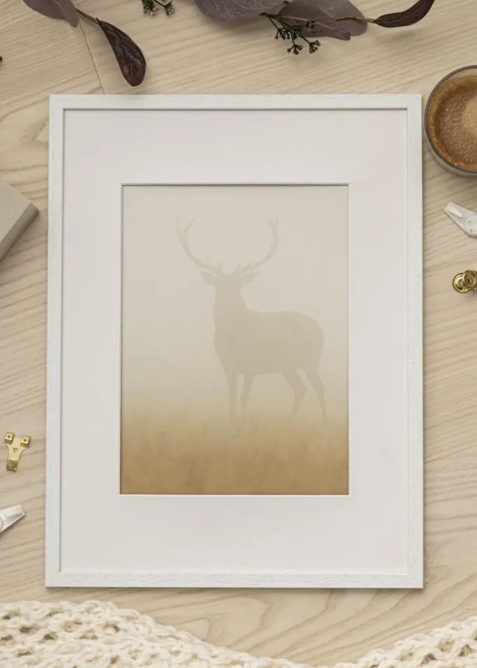 Ramme Edsbyn Warm White 24x30 cm - Passepartout Hvid 6x8 inches