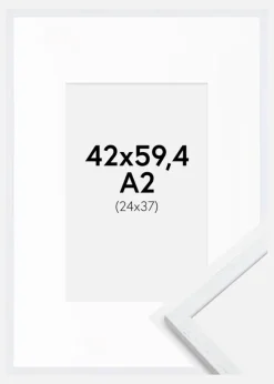 Ramme Edsbyn Warm White 42x59,4 cm (A2) - Passepartout Hvid 25x38 cm