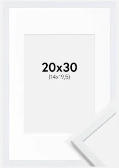 Ramme Edsbyn Warm White 20x30 cm - Passepartout Hvid 15x21 cm (A5)