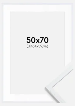 Ramme Edsbyn Warm White 50x70 cm - Passepartout Hvid 16x24 inches