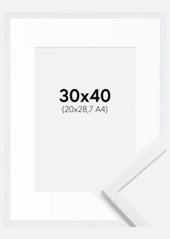 Ramme Edsbyn Warm White 30x40 cm - Passepartout Hvid 21x29,7 cm (A4)