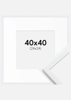 Ramme Edsbyn Warm White 40x40 cm - Passepartout Hvid 25x25 cm