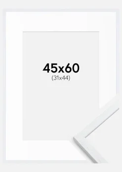 Ramme Edsbyn Warm White 45x60 cm - Passepartout Hvid 32x45 cm