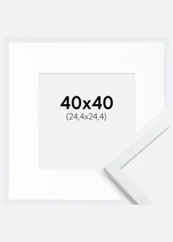 Ramme Edsbyn Warm White 40x40 cm - Passepartout Hvid 10x10 inches