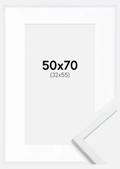 Ramme Edsbyn Warm White 50x70 cm - Passepartout Hvid 33x56 cm