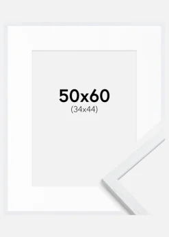 Ramme Edsbyn Warm White 50x60 cm - Passepartout Hvid 35x45 cm