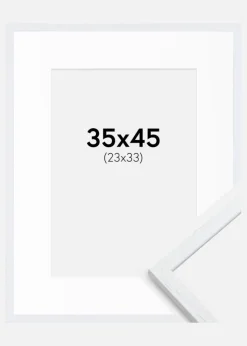 Ramme Edsbyn Warm White 35x45 cm - Passepartout Hvid 24x34 cm