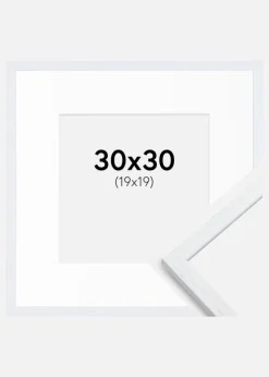 Ramme Edsbyn Warm White 30x30 cm - Passepartout Hvid 20x20 cm