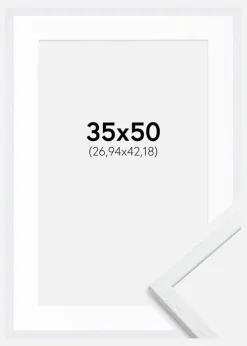 Ramme Edsbyn Warm White 35x50 cm - Passepartout Hvid 11x17 inches