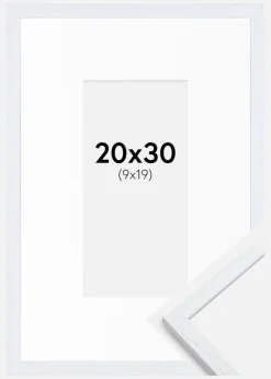 Ramme Edsbyn Warm White 20x30 cm - Passepartout Hvid 10x20 cm