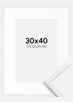 Ramme Edsbyn Warm White 30x40 cm - Passepartout Hvid 8x12 inches