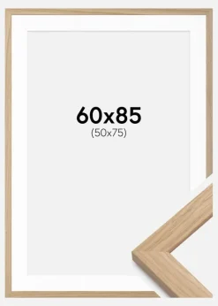 Ramme Eg træ 60x85 cm - Passepartout Hvid 51x76 cm