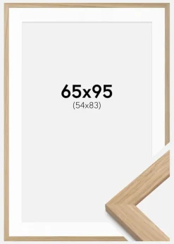Ramme Eg træ 65x95 cm - Passepartout Hvid 55x84 cm