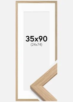 Ramme Eg træ 35x90 cm - Passepartout Hvid 25x75 cm