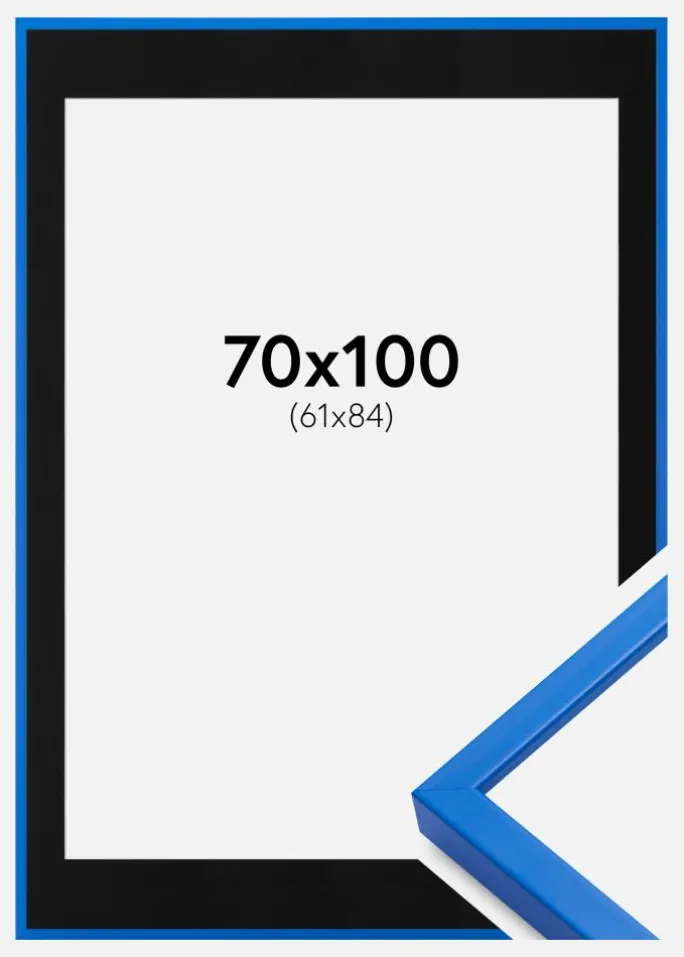Ramme E-Line Blå 70x100 cm - Passepartout Sort 62x85 cm