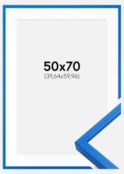 Ramme E-Line Blå 50x70 cm - Passepartout Hvid 16x24 inches