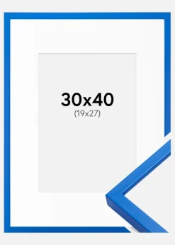 Ramme E-Line Blå 30x40 cm - Passepartout Hvid 20x28 cm