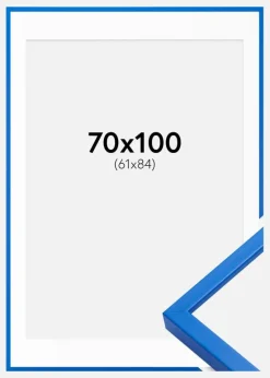 Ramme E-Line Blå 70x100 cm - Passepartout Hvid 62x85 cm