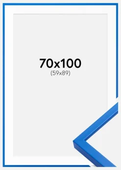 Ramme E-Line Blå 70x100 cm - Passepartout Hvid 60x90 cm