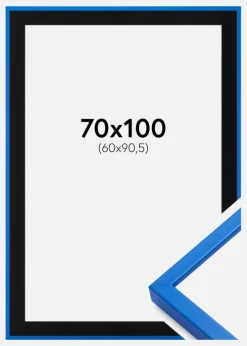 Ramme E-Line Blå 70x100 cm - Passepartout Sort 61x91,5 cm