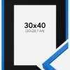Ramme E-Line Blå 30x40 cm - Passepartout Sort 21x29,7 cm (A4)