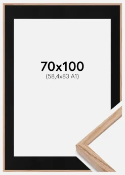 Ramme E-Line Eg 70x100 cm - Passepartout Sort 59,4x84 cm (A1)