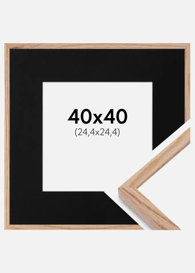 Ramme E-Line Eg 40x40 cm - Passepartout Sort 10x10 inches