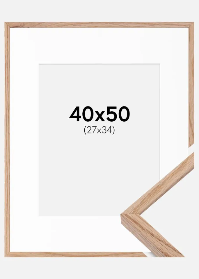 Ramme E-Line Eg 40x50 cm - Passepartout Hvid 28x35 cm