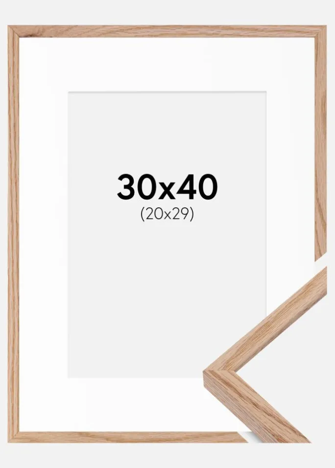 Ramme E-Line Eg 30x40 cm - Passepartout Hvid 21x30 cm