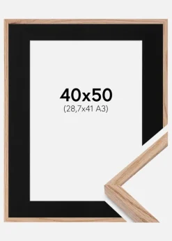 Ramme E-Line Eg 40x50 cm - Passepartout Sort 29,7x42 cm (A3)